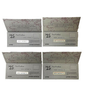 Lot of 4 United Express Travel Voucher $25 Coupons Collectables Non Redeemable